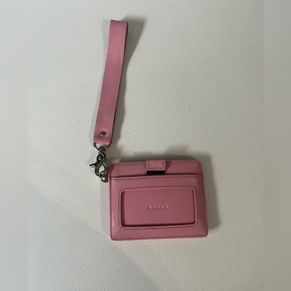 Andar Pink Wristlet Card Holder with Strap